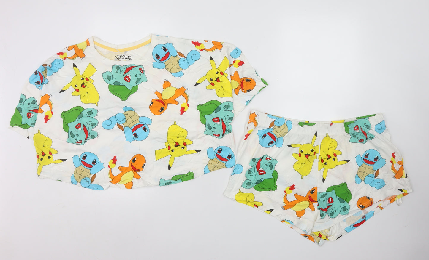 Primark Pokémon Women's Multicoloured Cotton Pyjama Set Size 12-14