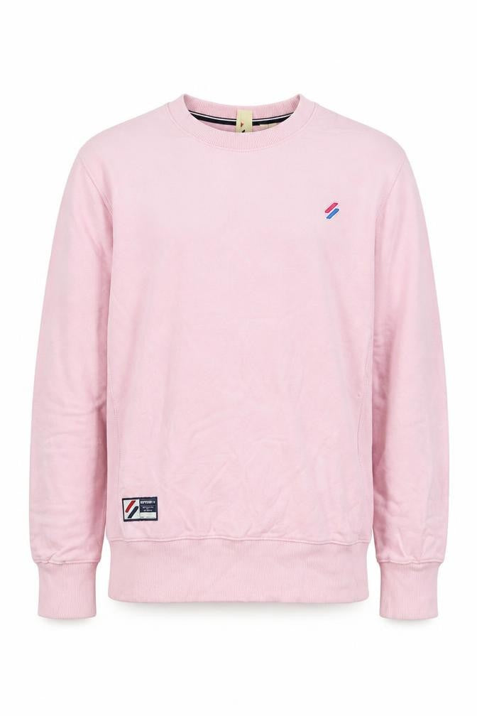 Front view of Superdry Men's Pink Crew Neck Cotton Sweatshirt XS