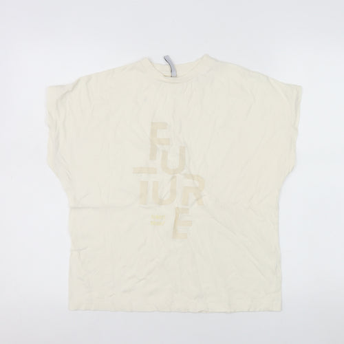 Tiffosi Women Ivory Future Print Basic T-Shirt Size S