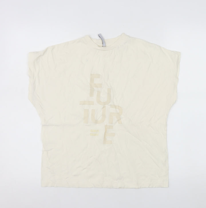 Tiffosi Women Ivory Future Print Basic T-Shirt Size S