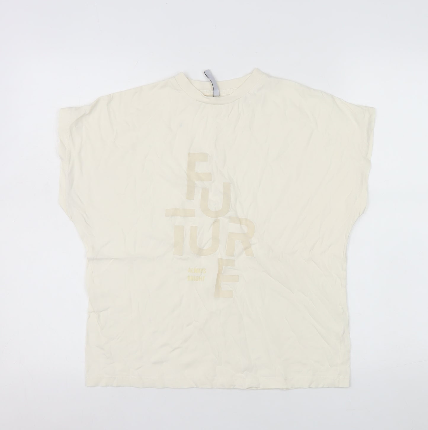Tiffosi Women Ivory Future Print Basic T-Shirt Size S