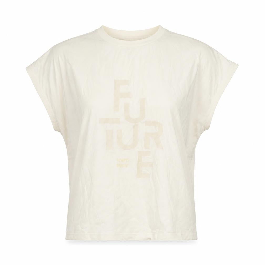 Front view of Tiffosi Women Ivory Future Print Basic T-Shirt, size S