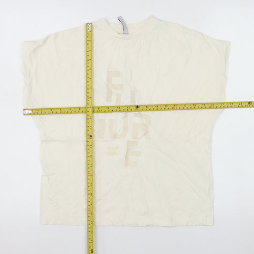 Tiffosi Women Ivory Future Print Basic T-Shirt Size S
