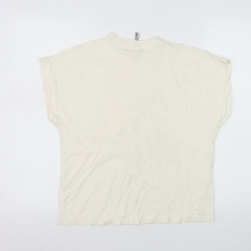 Tiffosi Women Ivory Future Print Basic T-Shirt Size S