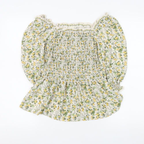 Max Studio Women's Floral Puff Sleeve Peasant Blouse M