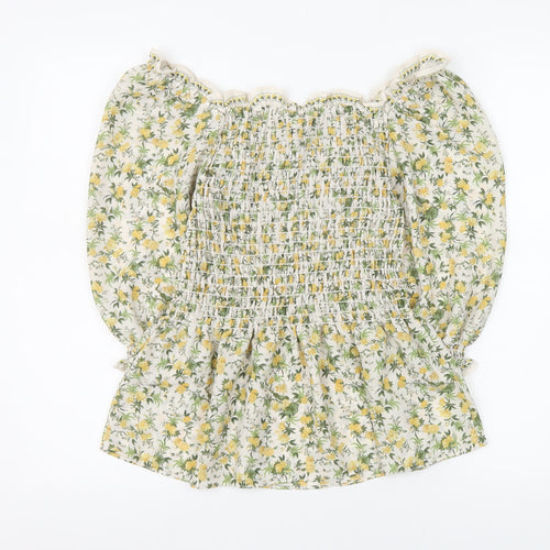 Max Studio Women's Floral Puff Sleeve Peasant Blouse M