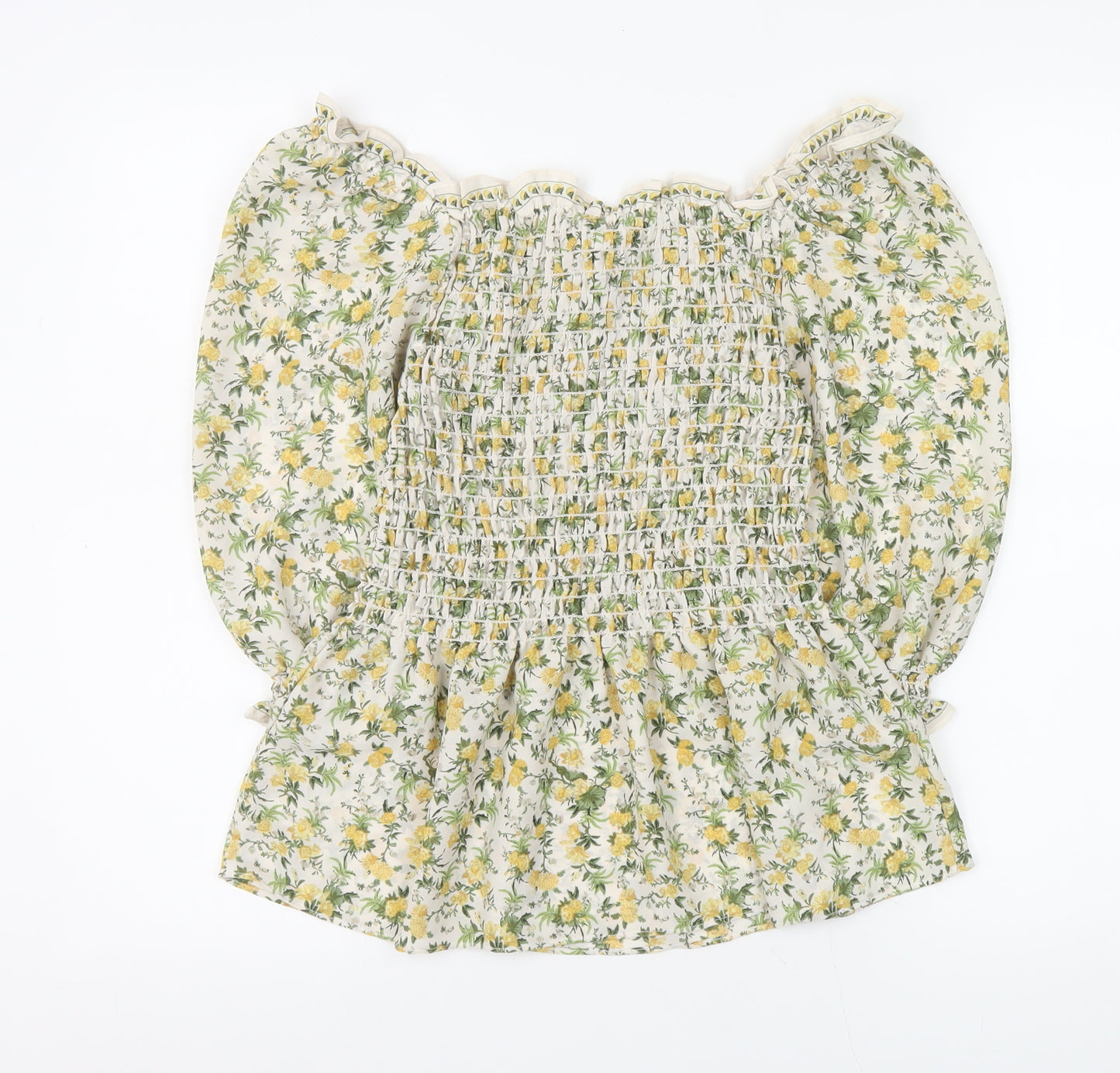 Max Studio Women's Floral Puff Sleeve Peasant Blouse M