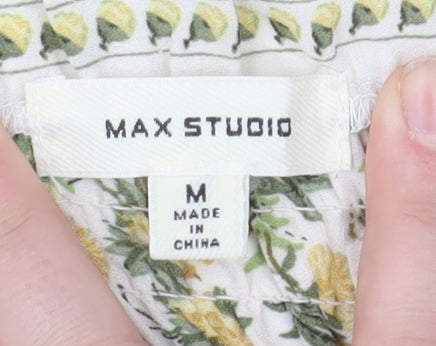 Max Studio Women's Floral Puff Sleeve Peasant Blouse M