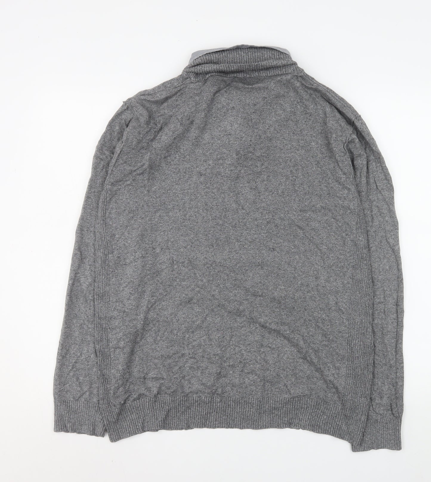 Cedar Wood State Men's Grey XL Henley Knit V-Neck Sweatshirt