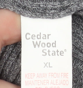 Cedar Wood State Men's Grey XL Henley Knit V-Neck Sweatshirt