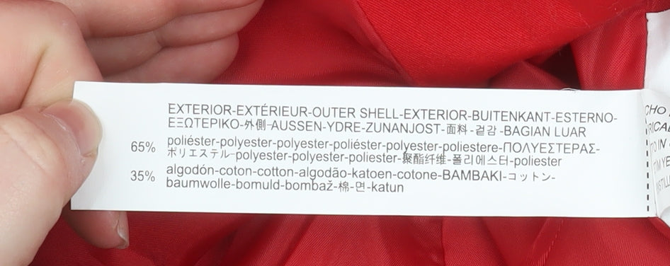 Stradivarius Women Red Trench Coat Size 12 Belted Classic Mid-Length