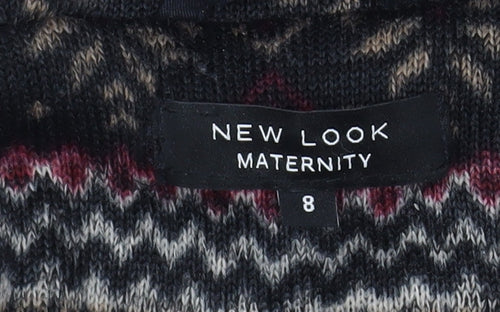 New Look Maternity Black Faux Fur Trim Hooded Parka Coat Size 8