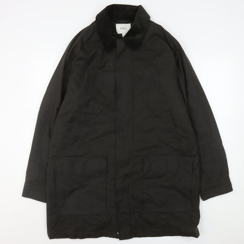 Marks and Spencer Men's Black L Overcoat Twill Cotton Blend