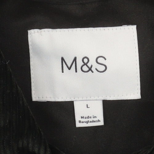 Marks and Spencer Men's Black L Overcoat Twill Cotton Blend