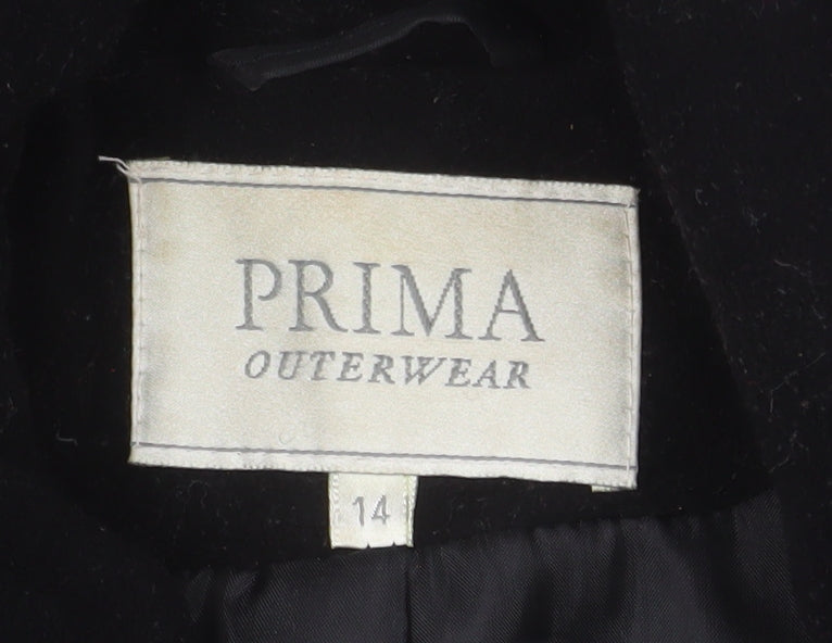 Prima Outerwear Women's Black Wool Blend Pea Coat Size 14