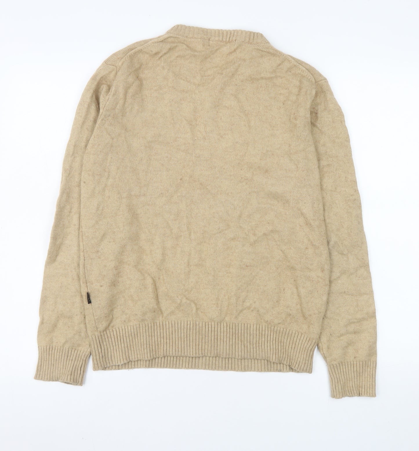 Jambangee Men’s Beige V-Neck Wool Cashmere Blend Jumper M