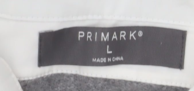 Primark Women Grey Striped Sleeveless Vest Jumper L Polyester Blend