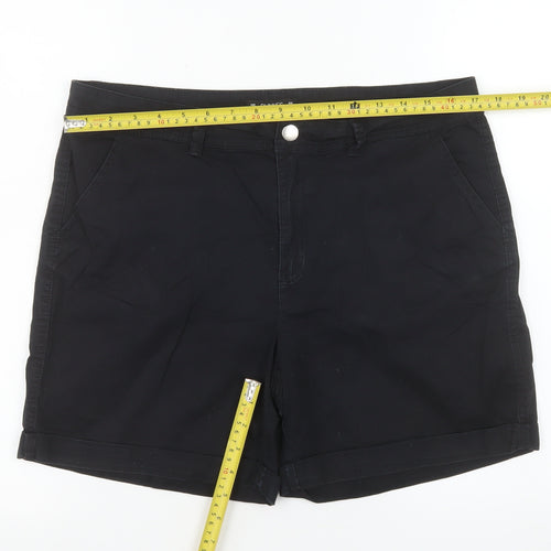 Dunnes Stores Women's Black Chino Shorts Size 14 Cotton Stretch