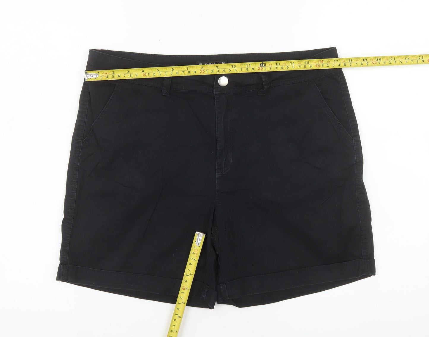 Dunnes Stores Women's Black Chino Shorts Size 14 Cotton Stretch