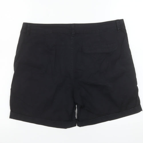 Dunnes Stores Women's Black Chino Shorts Size 14 Cotton Stretch