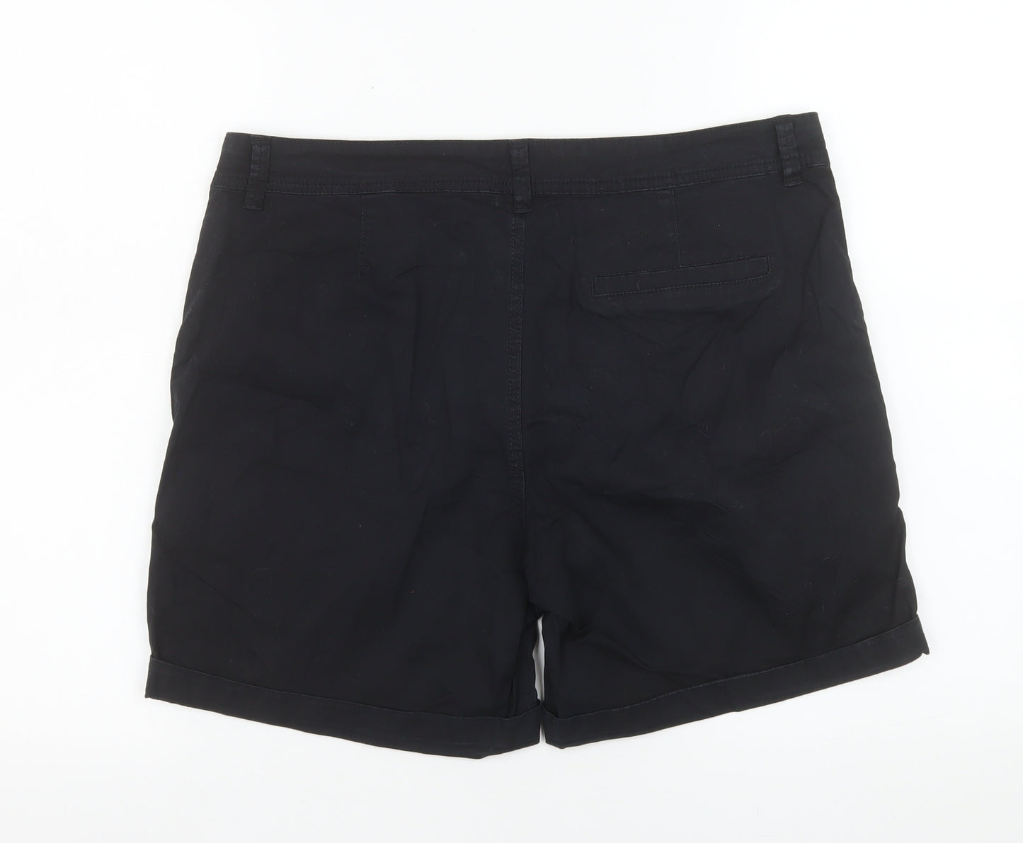 Dunnes Stores Women's Black Chino Shorts Size 14 Cotton Stretch