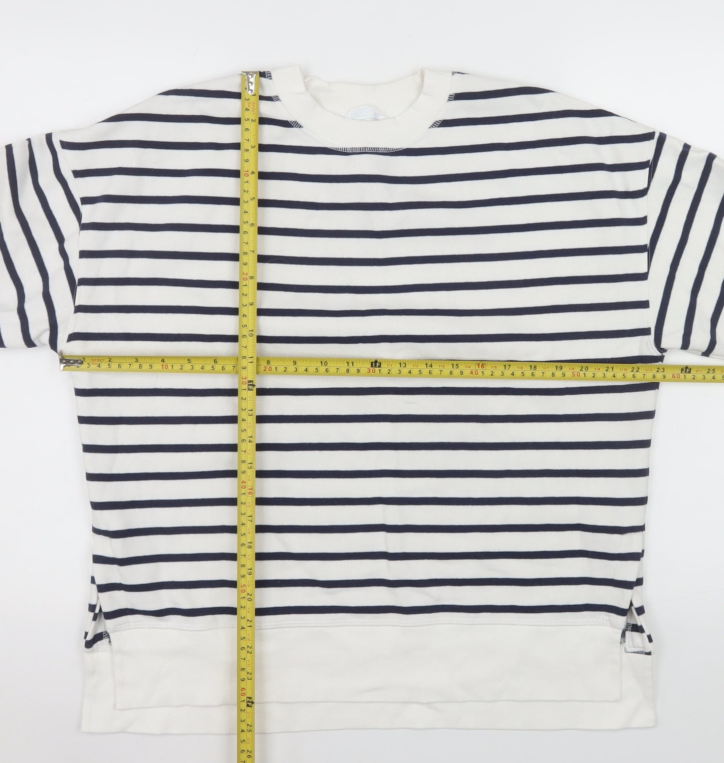 Primark Women’s Navy Stripe Pullover Sweatshirt 2XS Cotton Blend