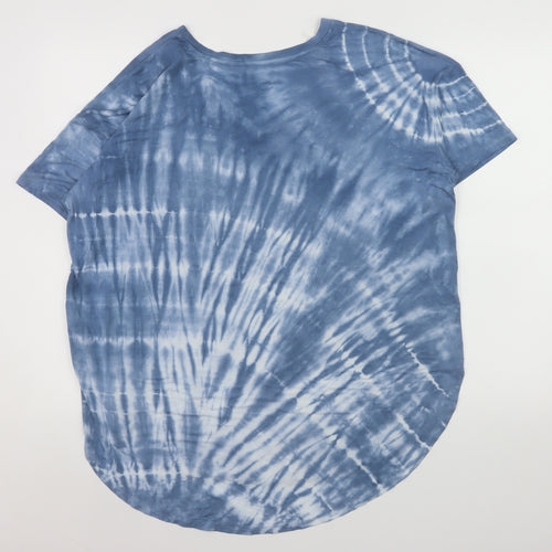 Time and Tru Unisex Adults Blue Tie-Dye V-Neck Short Sleeve T-Shirt L