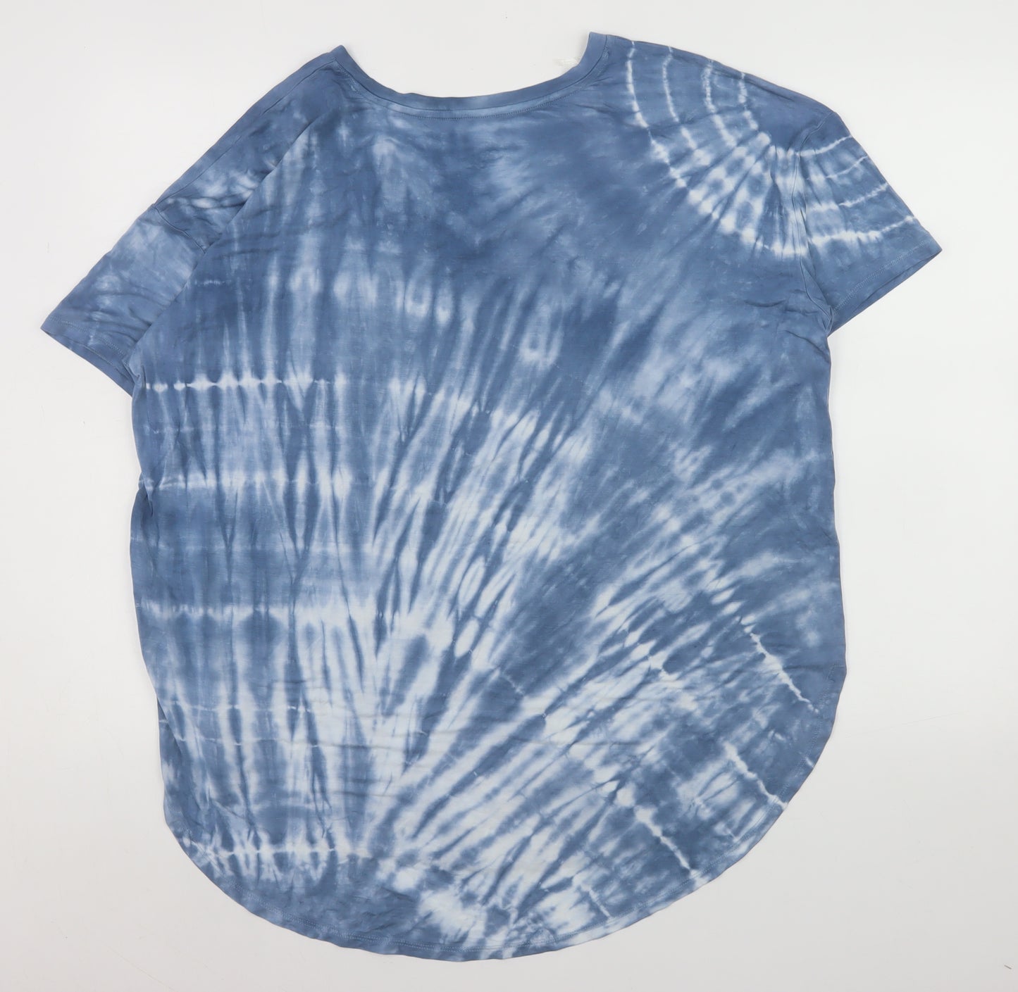 Time and Tru Unisex Adults Blue Tie-Dye V-Neck Short Sleeve T-Shirt L