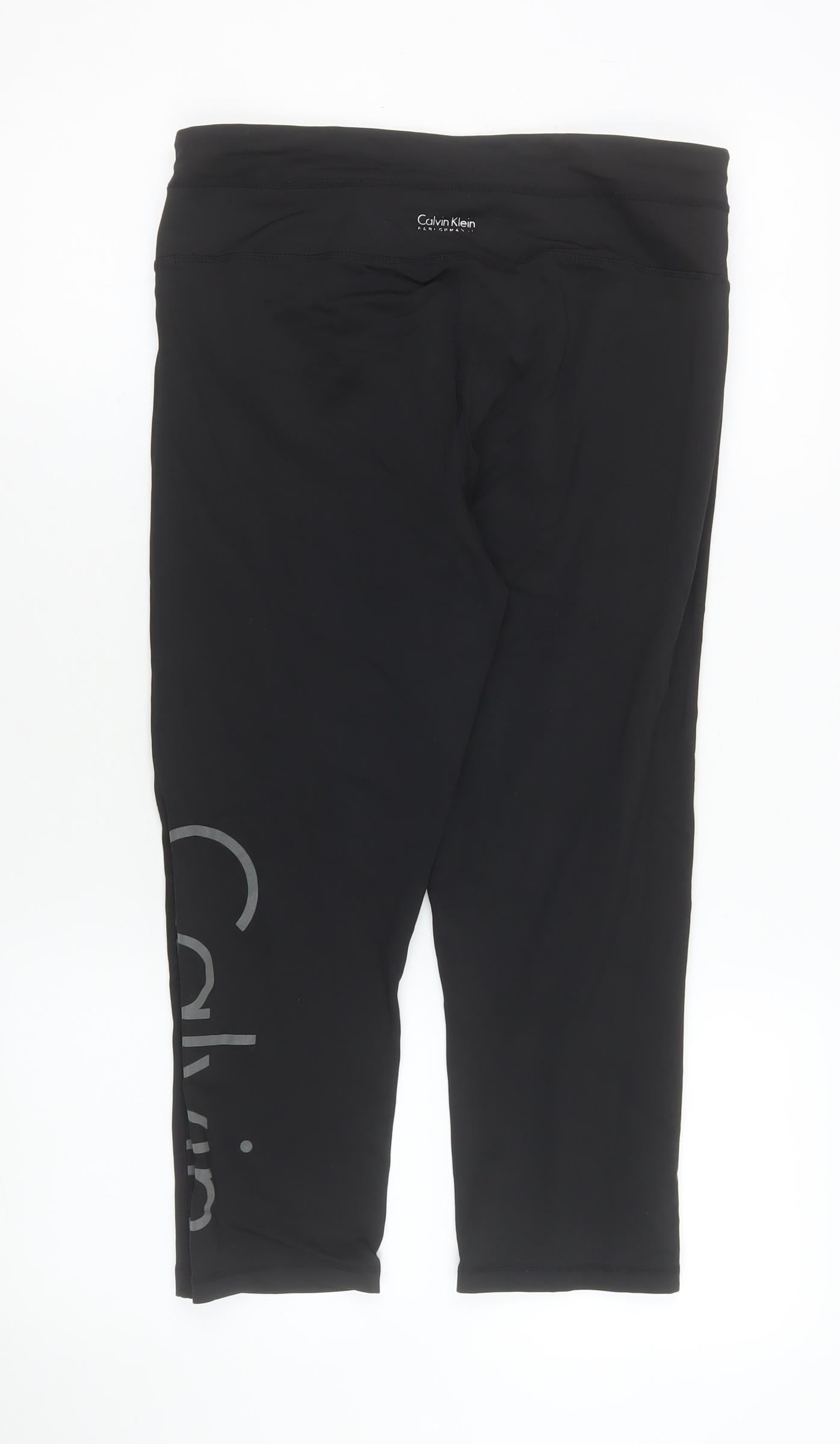 Calvin Klein Women Black Capri Leggings L Performance Activewear