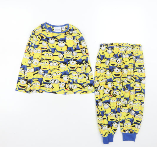 Minions Boys Yellow Fleece Pyjama Set 2-3 Years Long Sleeve Cartoon Nightwear