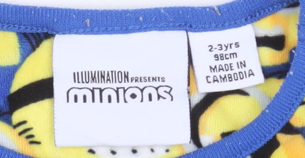 Minions Boys Yellow Fleece Pyjama Set 2-3 Years Long Sleeve Cartoon Nightwear