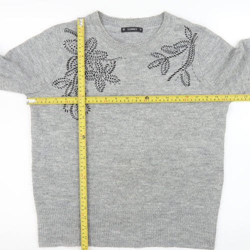 Dunnes Stores Women's Grey Embellished Crew Neck Pullover Jumper Size S