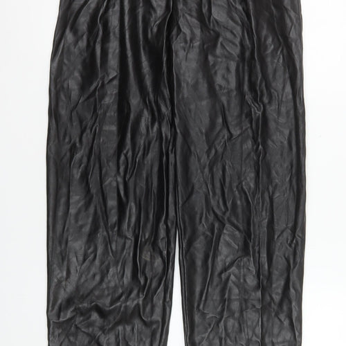 I Saw It First Womens Black Faux Leather High Waist Trousers Size 6