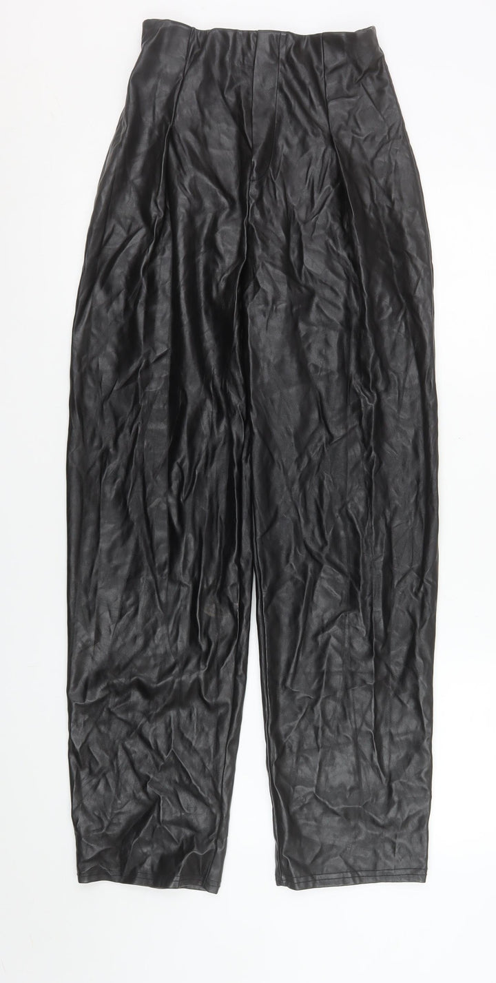 I Saw It First Womens Black Faux Leather High Waist Trousers Size 6