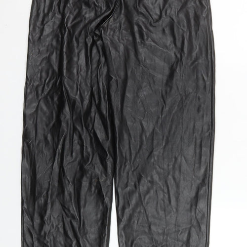 I Saw It First Womens Black Faux Leather High Waist Trousers Size 6