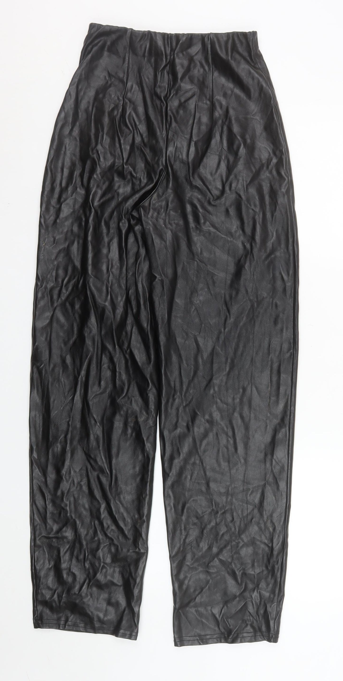 I Saw It First Womens Black Faux Leather High Waist Trousers Size 6