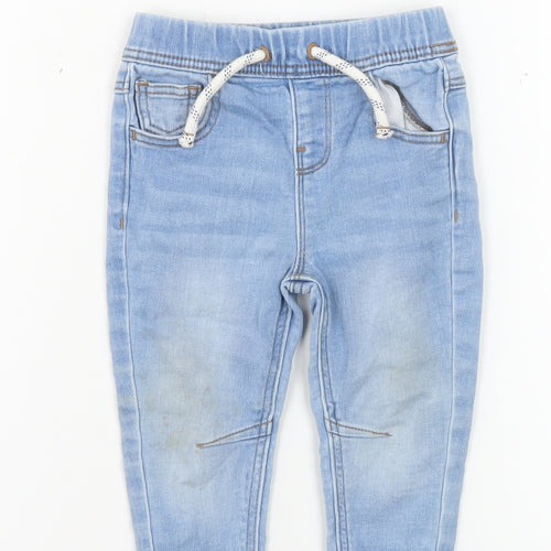 Primark Blue Baby Denim Jogger Jeans 6-9 Months Elastic Waist Casual