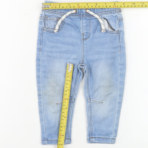 Primark Blue Baby Denim Jogger Jeans 6-9 Months Elastic Waist Casual