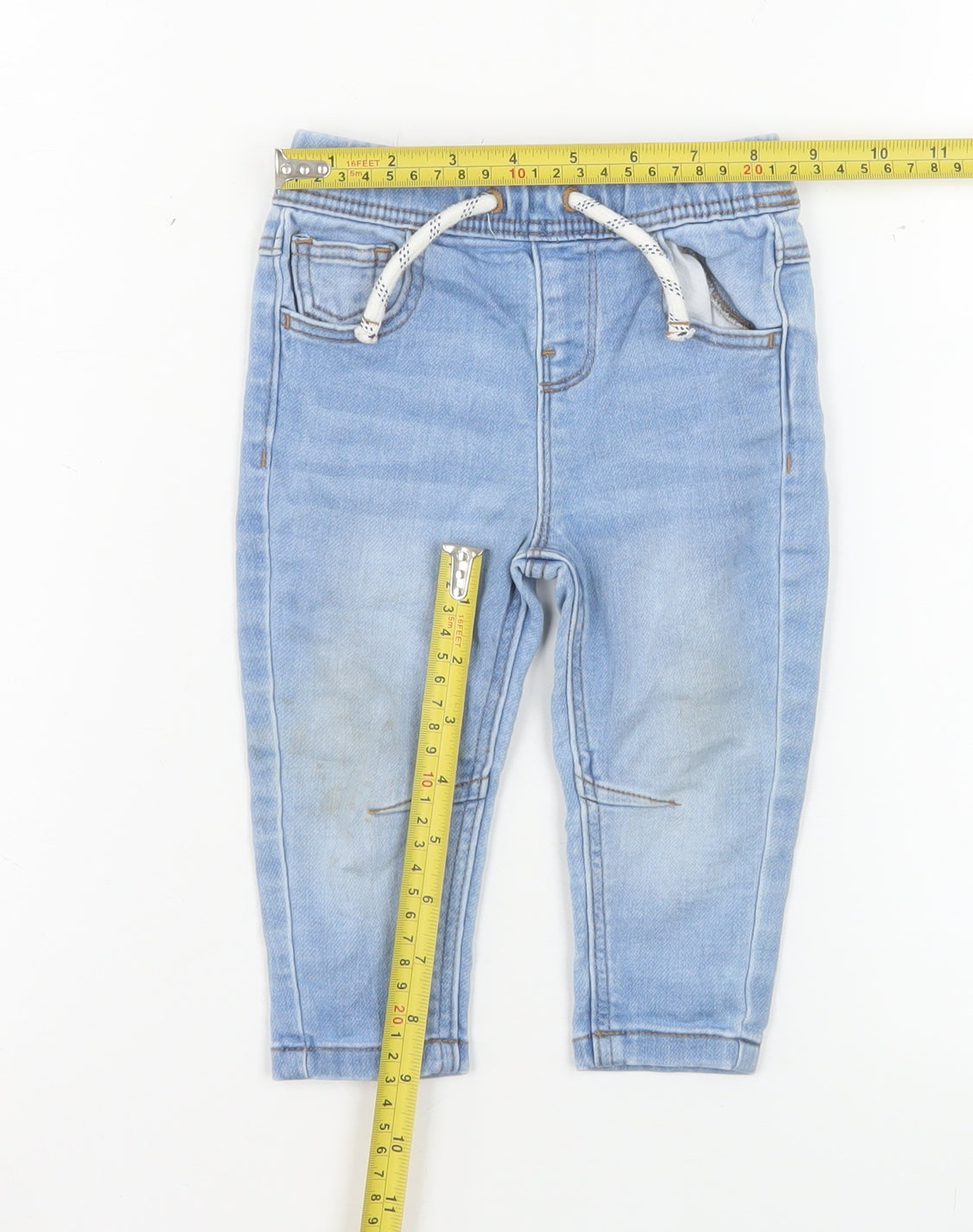 Primark Blue Baby Denim Jogger Jeans 6-9 Months Elastic Waist Casual