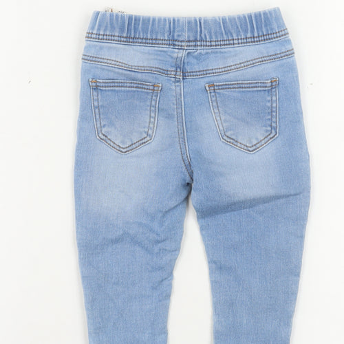 Primark Blue Baby Denim Jogger Jeans 6-9 Months Elastic Waist Casual