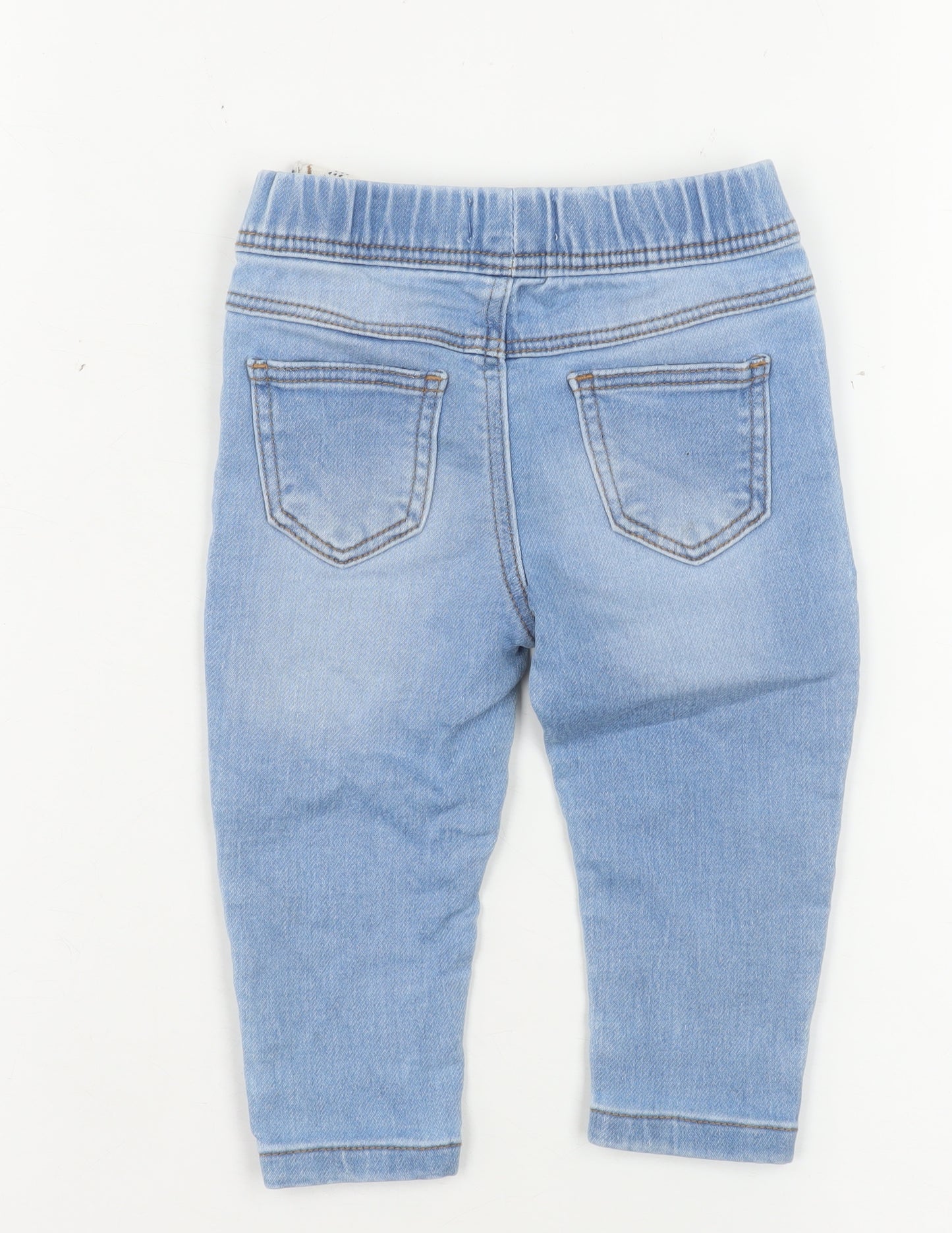 Primark Blue Baby Denim Jogger Jeans 6-9 Months Elastic Waist Casual