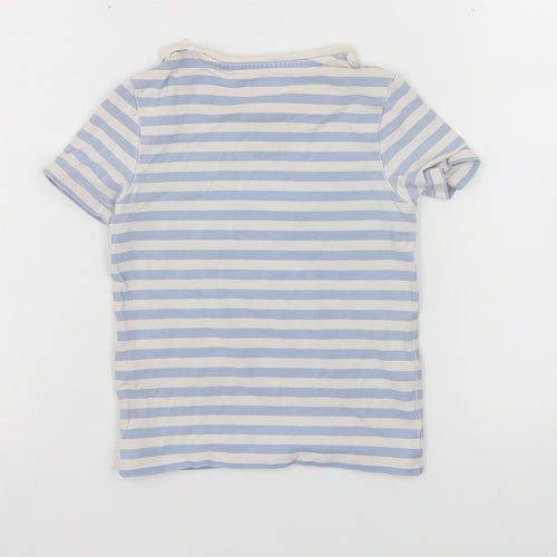 Marks and Spencer Girls Blue Striped Cotton T-Shirt 2-3 Years