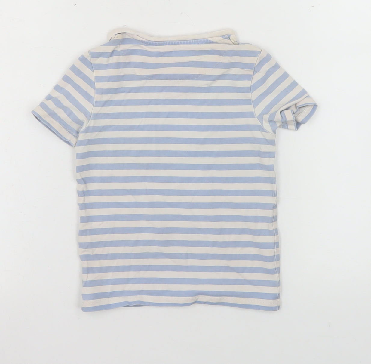 Marks and Spencer Girls Blue Striped Cotton T-Shirt 2-3 Years
