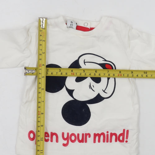 Disney Prénatal Baby Long Sleeve White Cotton T-Shirt 6-9 Months Mickey Print