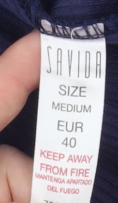 Savida Women's Blue Beaded Long Sleeve Jersey Top Size 12