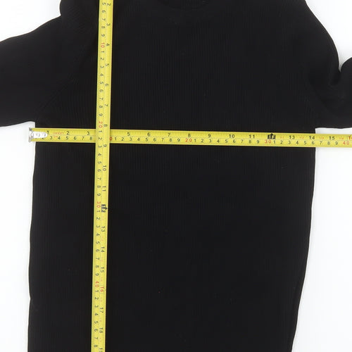 Red Herring Womens Black Long Sleeve Knit Ruffle Blouse Size 12