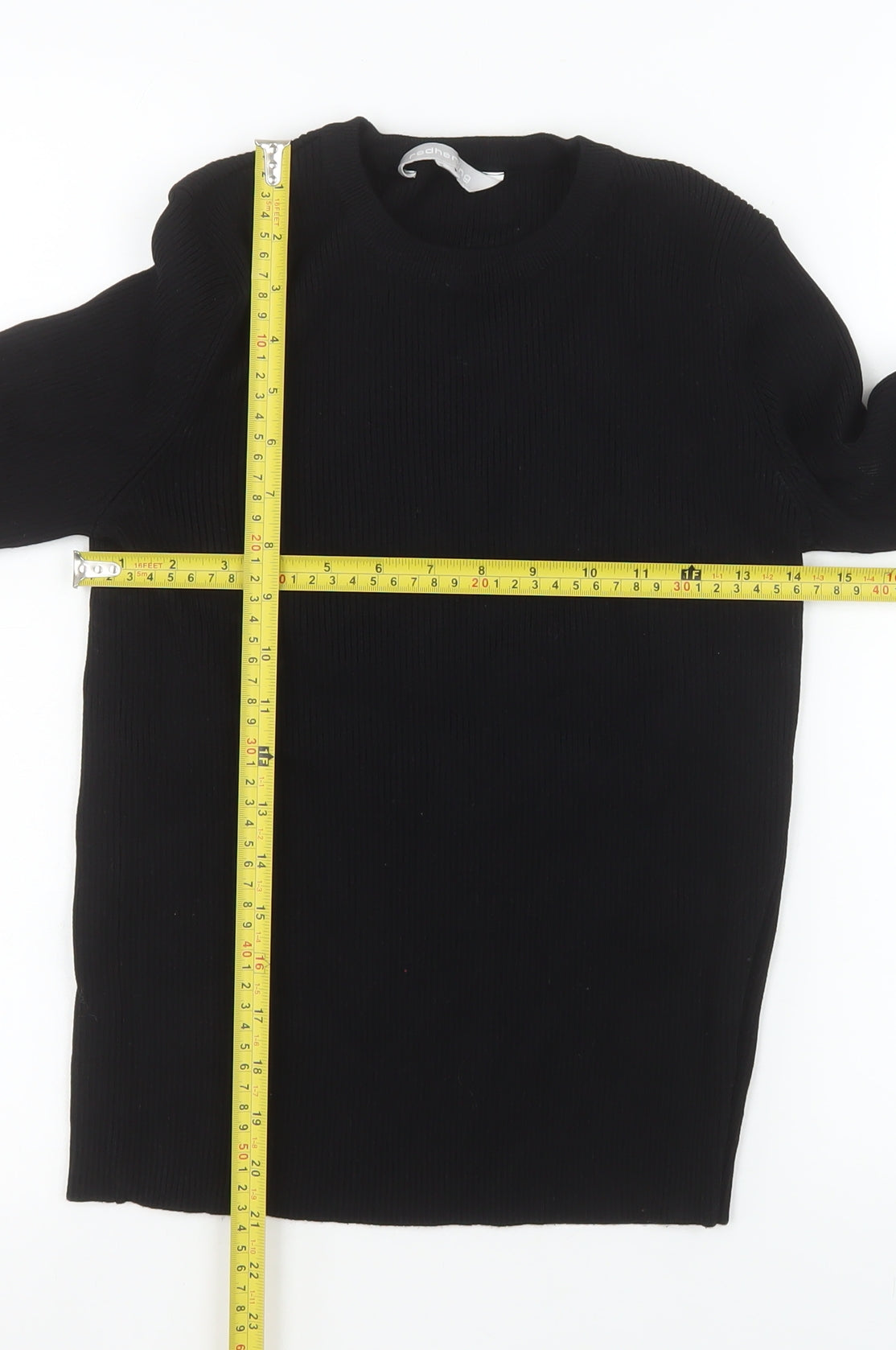 Red Herring Womens Black Long Sleeve Knit Ruffle Blouse Size 12