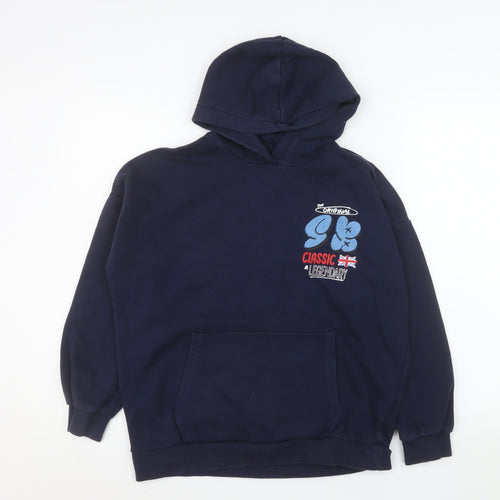 Marks and Spencer Boys Blue Pullover Hoodie 13-14 Years Graphic Bear Design