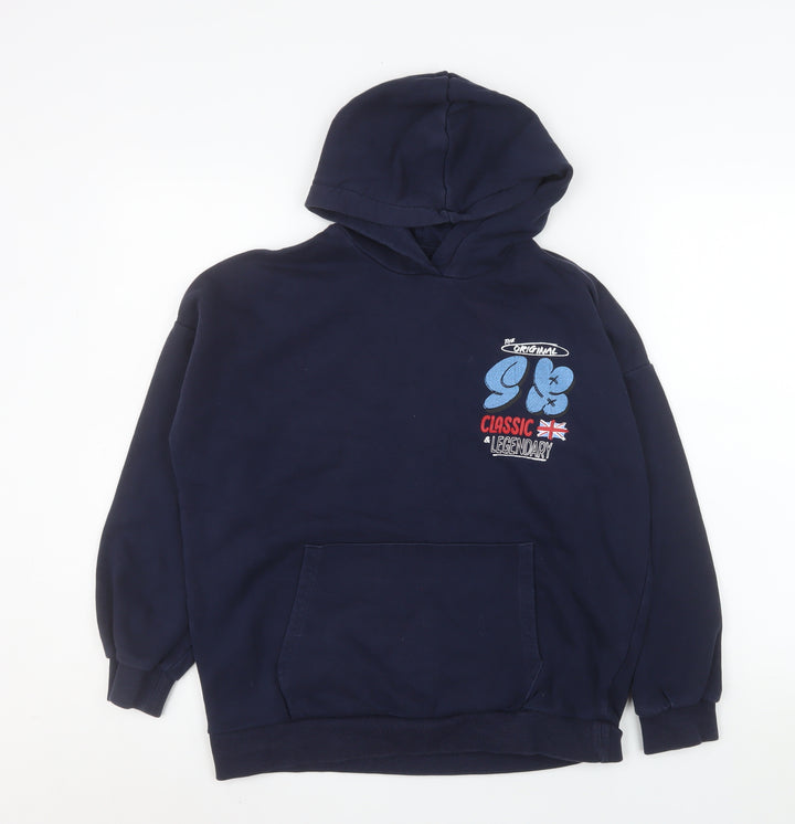 Marks and Spencer Boys Blue Pullover Hoodie 13-14 Years Graphic Bear Design