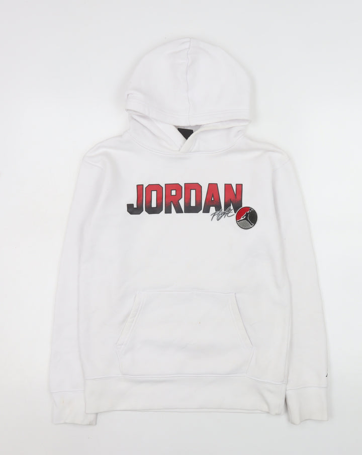 Jordan Boys White Hoodie 10-12 Years Pullover Fleece Logo Sweatshirt